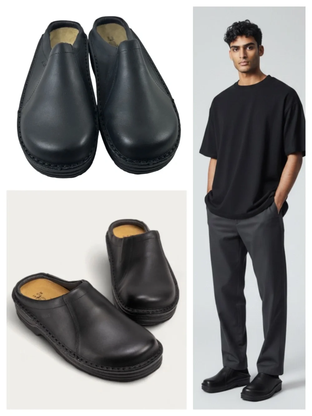 New Naot Bjorn Clogs Mules Shoes Mens Sz 44 US 11 Leather Black Comfort Slip On